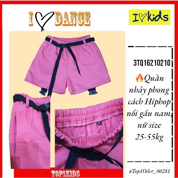 Quần nhảy dance, hiphop kaki nam nữ. Quần nhảy Hiphop nối ống màu hồng, size cho 25-50kg Top1Order_00281_3TQ16210210