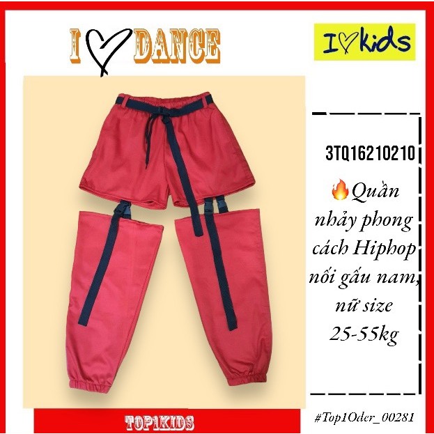 Quần nhảy dance, hiphop kaki nam nữ. Quần nhảy Hiphop nối ống màu hồng, size cho 25-50kg Top1Order_00281_3TQ16210210