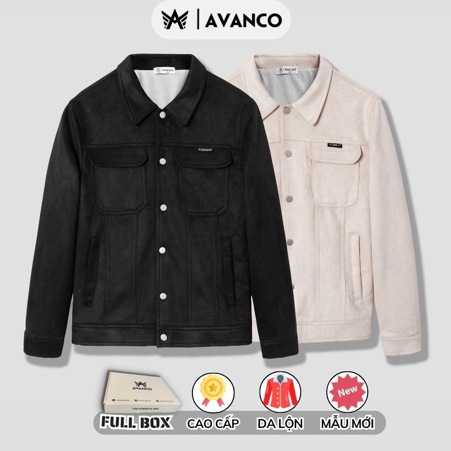 Áo khoác nam da lộn Jacket Avanco cổ bẻ mùa đông 2023, mặc lên dáng cực đẹp - DL23