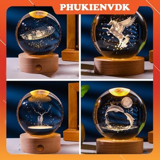 Đèn Ngủ 3D Quả Cầu Pha Lê Phát Sáng Quà Tặng Sinh Nhật Đồ Lưu Niệm Trang Trí