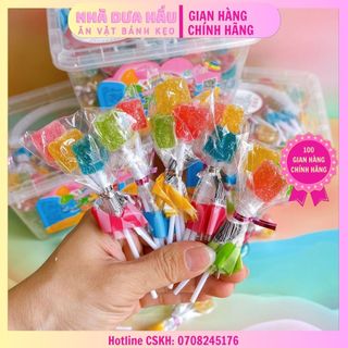 Chùm 3 que Kẹo dẻo phủ đường hình vuông mini cute cho bé 10gam
