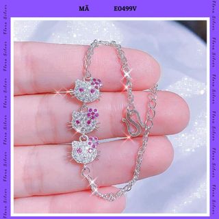 Flora e0499v - lắc tay bạc ta hình mèo hello kitty dành cho bé gái