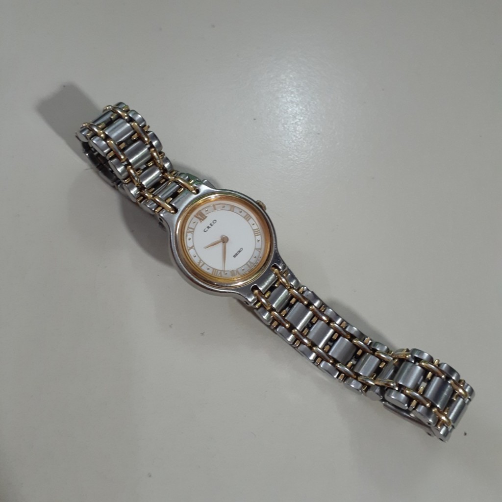 Đồng hồ nữ hiệu Seiko Creo số la mã 2 kim nguyên zin second hand si Nhật