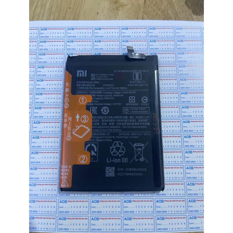 pin (BN 62) tương thích redmi 9t/note 9-4G/poco m3 xịn dùng chung