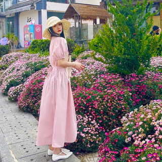 Đầm cổ tròn xếp li eo 2 màu (kèm hình thật)
