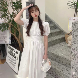 Đầm cổ tròn xếp li eo 2 màu (kèm hình thật)