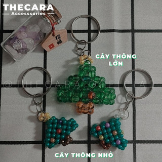 Móc khoá hạt cườm chủ đề giáng sinh cây thông, nón noel