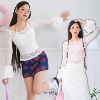 Áo ren kiểu lót yếm thun bên trong tay dài bí “mindy shirt” by gum tailor