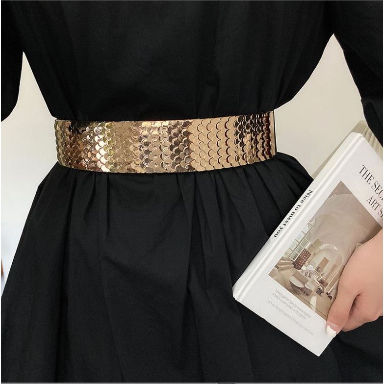 Thắt lưng vảy cá - Đai váy 2 màu - Đai váy vảy rồng VÀNG BẠC