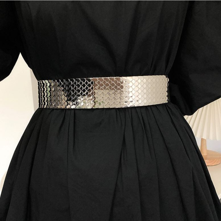Thắt lưng vảy cá - Đai váy 2 màu - Đai váy vảy rồng VÀNG BẠC