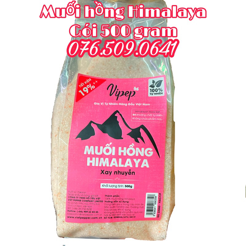 Muối hồng Himalaya xay nhuyễn Vipep gói 500gram