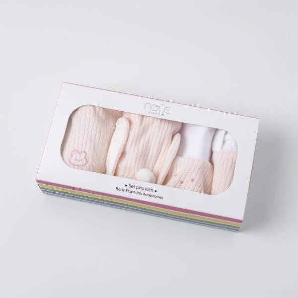 Set PK 4 món mũ, yếm, bao tay chân Nous cho bé mẫu mới thu đông