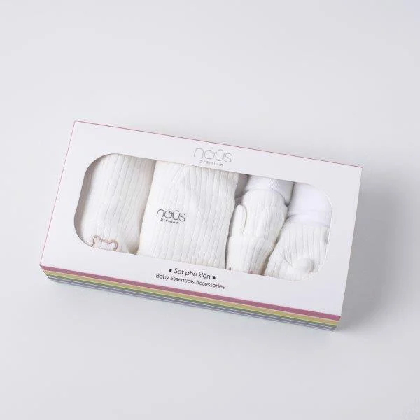Set PK 4 món mũ, yếm, bao tay chân Nous cho bé mẫu mới thu đông