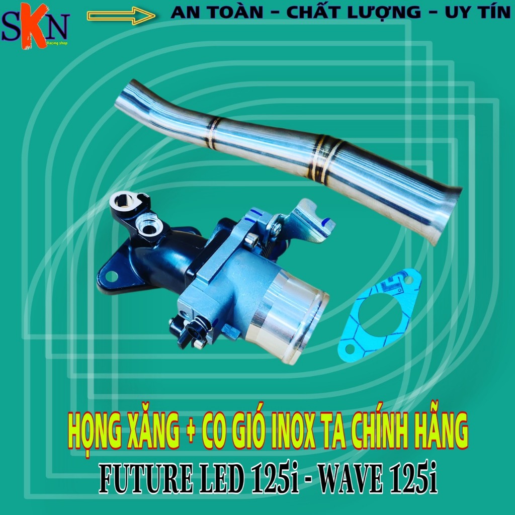 Họng xăng và co gió inox TA racing FUTURE LED - WAVE 125i 28-30-32 chính hãng