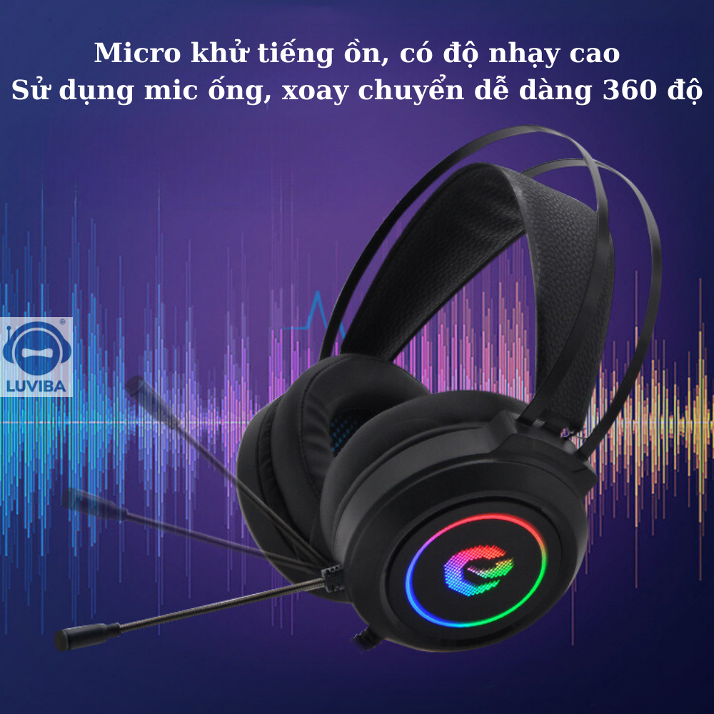 Tai nghe chụp tai máy tính laptop có mic có dây gaming led LUVIBA G09