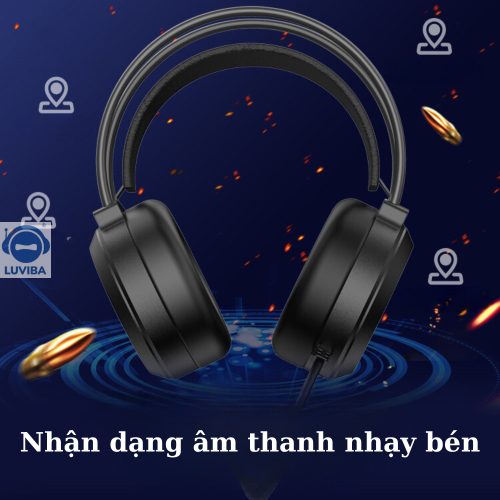 Tai nghe chụp tai máy tính laptop có mic có dây gaming led LUVIBA G09