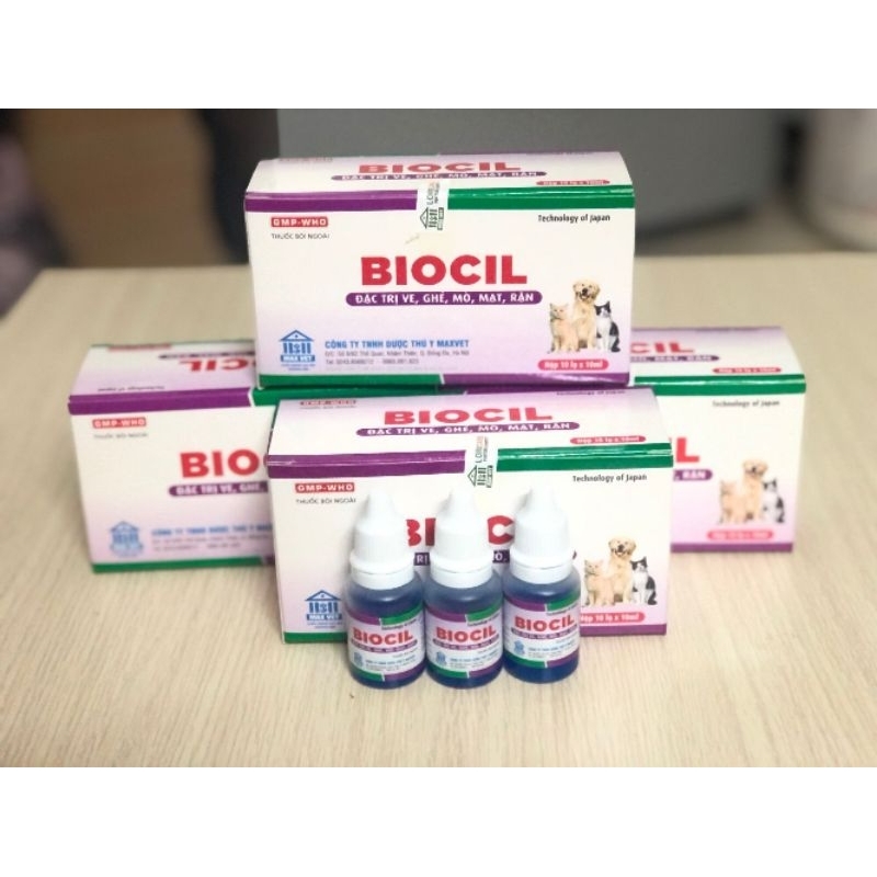 BIOCIL - 10ml nhỏ gáy tri ve ghẻ, nội ngoại kí sinh trùng cho chó mèo
