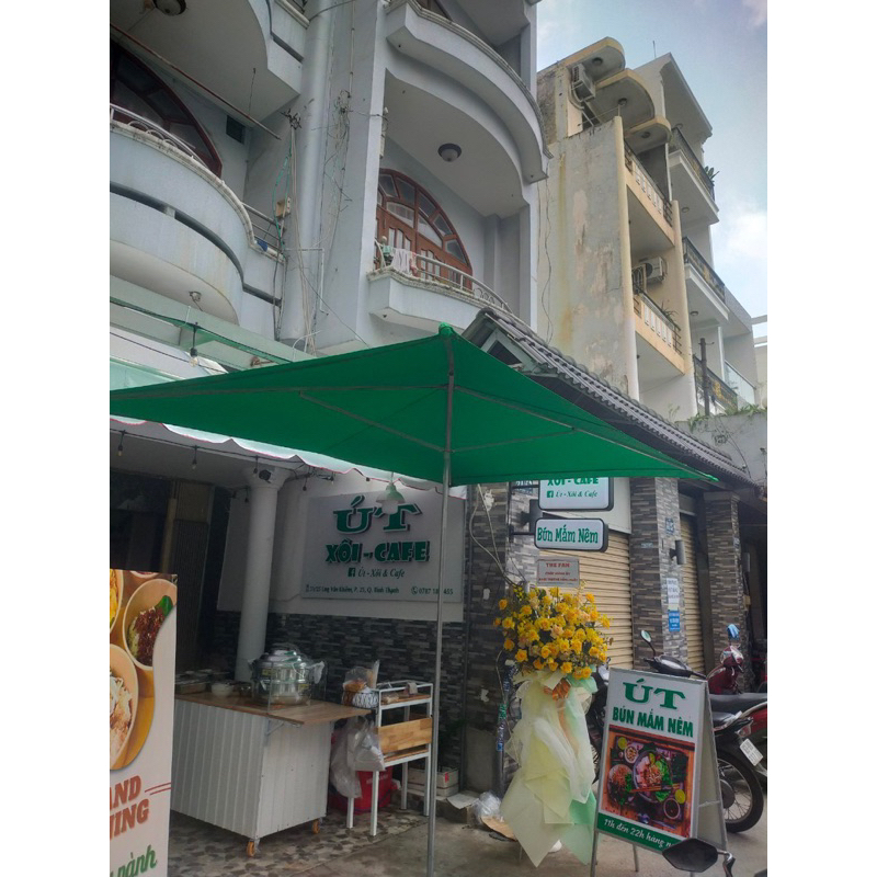 Ô dù mái chéo chữ nhật cao 2m8 kt 2m1*2m9 không gồm đế