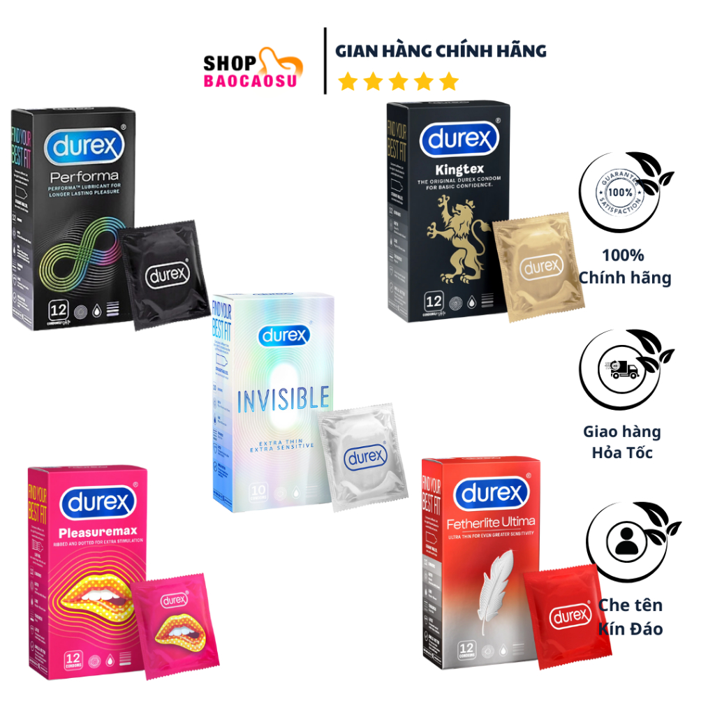Bao cao su Durex siêu mỏng, nhiều gel, bôi trơn, gân gai - hộp 12 bao Shopbaocaosu HN