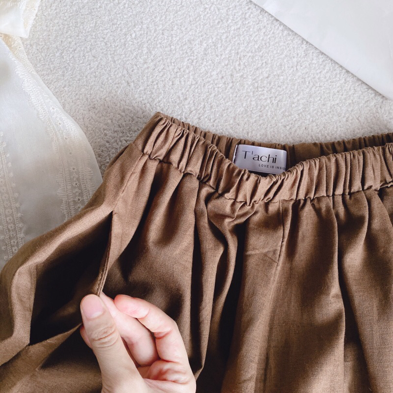 SET ÁO DOLL NUDE XÔ REN + SHORT NÂU LINEN