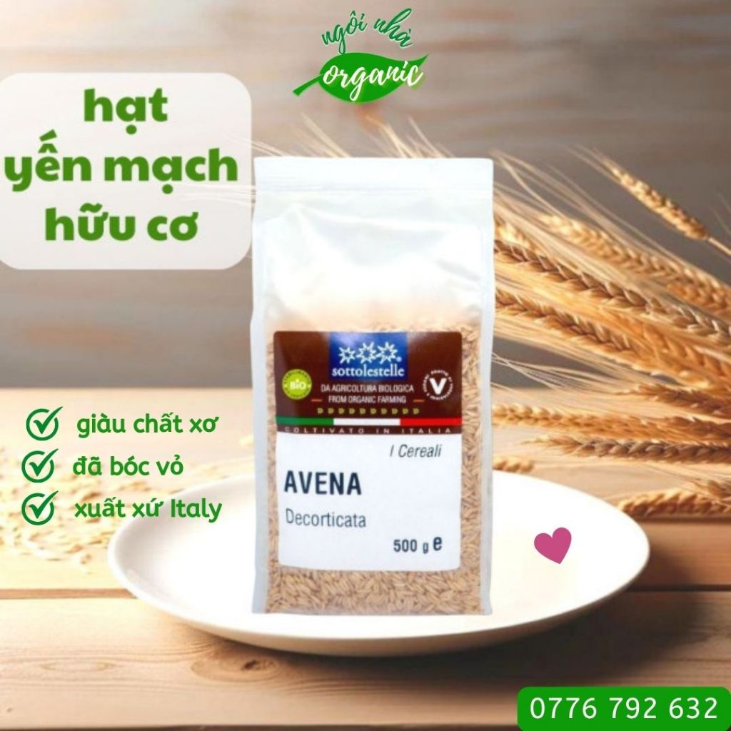 Hạt Yến Mạch Hữu Cơ Đã Bóc Vỏ Sottolestelle Organic Hulled Oat