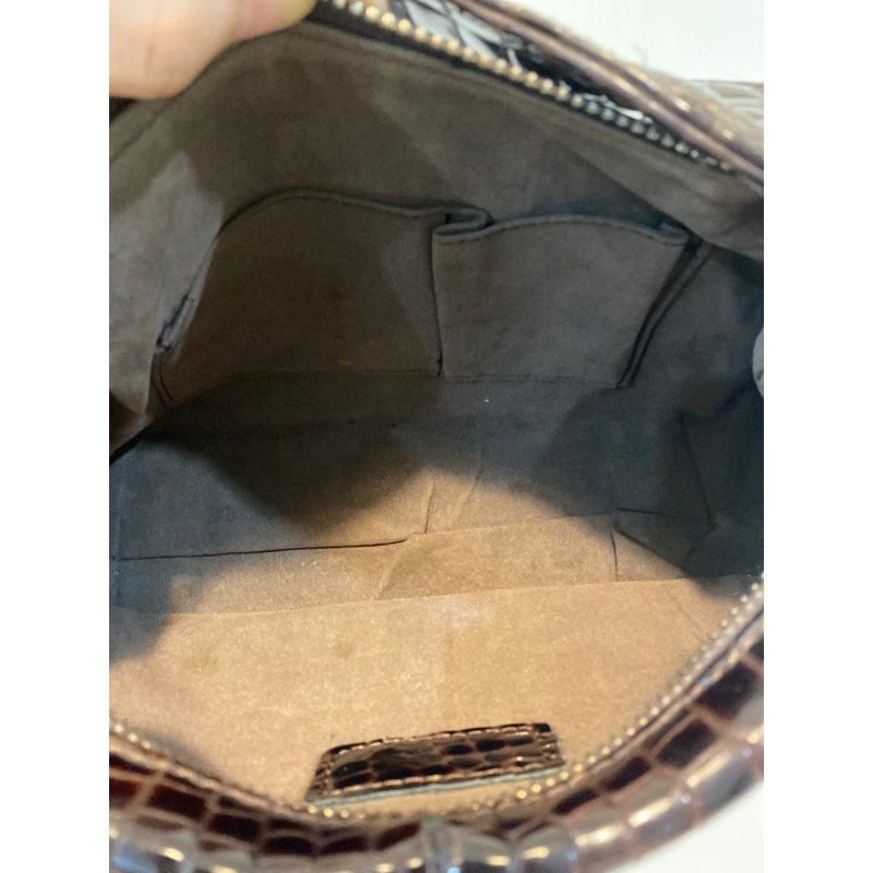 Túi kẹp nách vintage da bóng dập vân rùa hàng si độ mới cao - secondhand