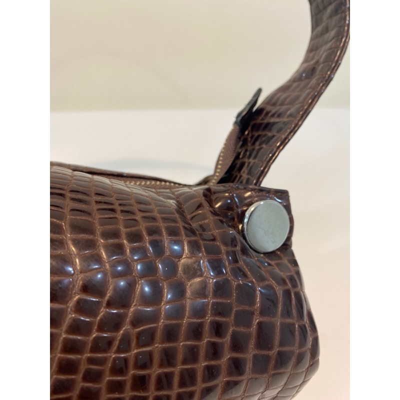 Túi kẹp nách vintage da bóng dập vân rùa hàng si độ mới cao - secondhand