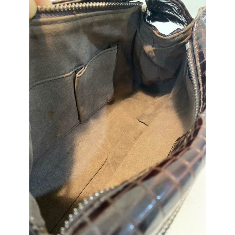 Túi kẹp nách vintage da bóng dập vân rùa hàng si độ mới cao - secondhand