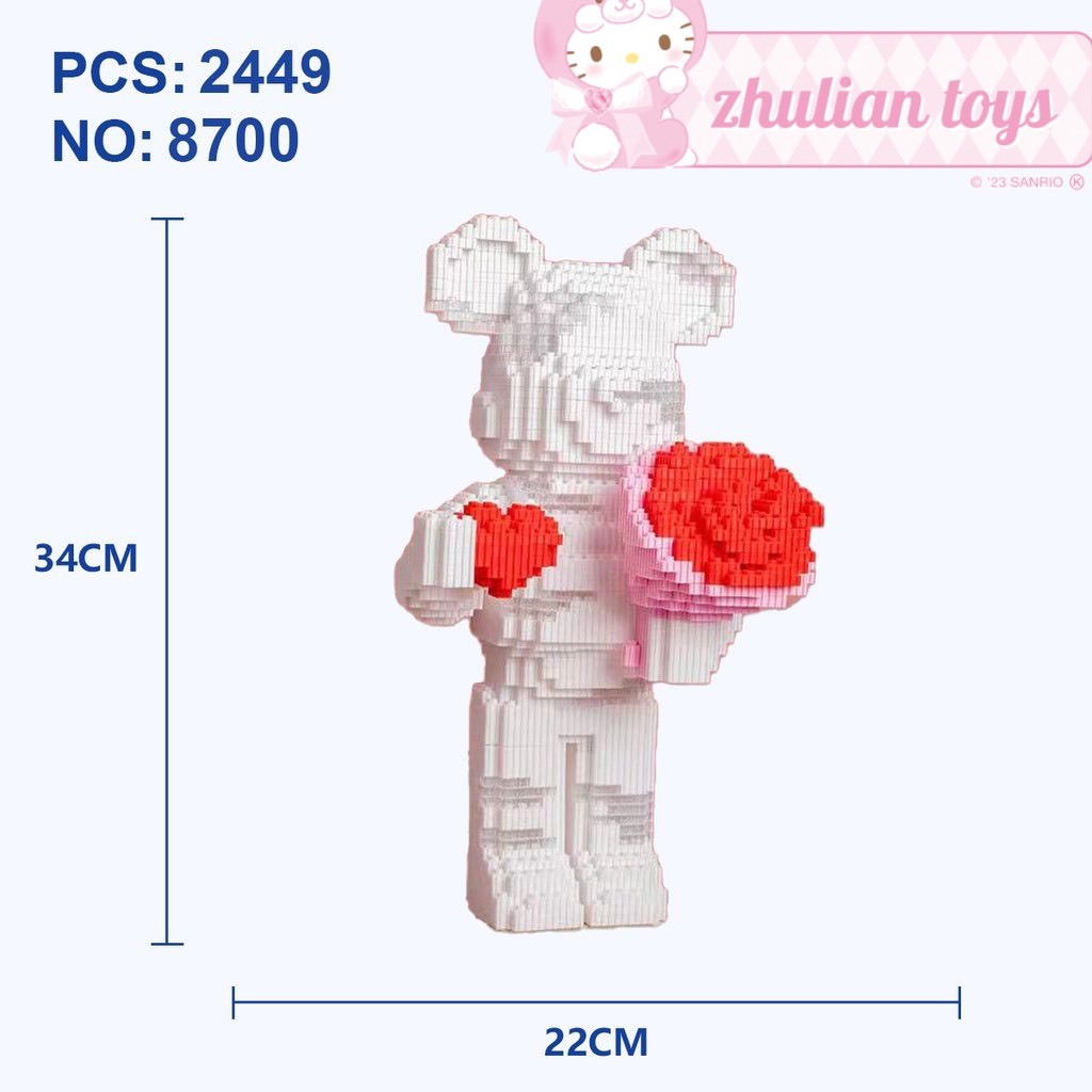 Mô hình lắp ráp gấu bearbrick cỡ lớn 30cm - 36cm tặng búa+ , quà tặng