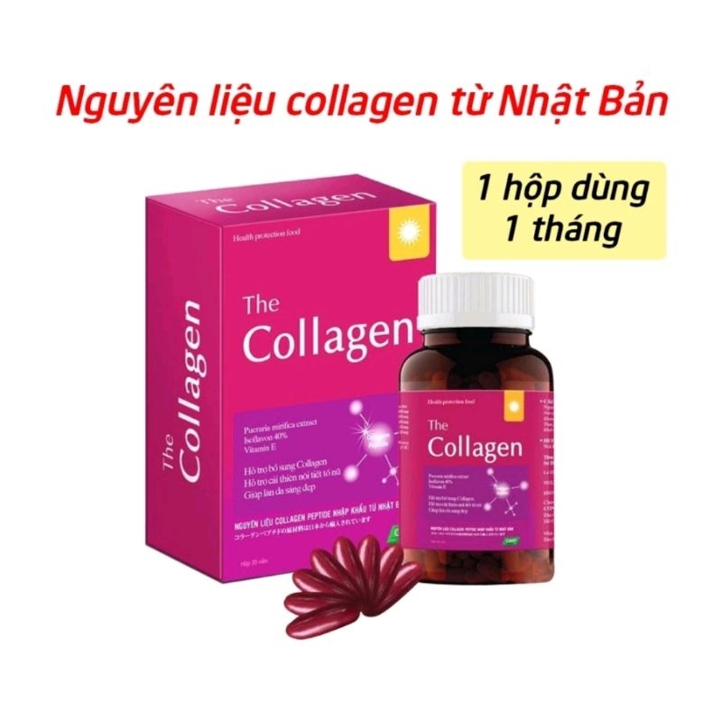 Viên uống Collagen với Collagen từ da cá Nhật Bản giúp da đẹp trắng sáng. lọ 30 viên uống 1 tháng