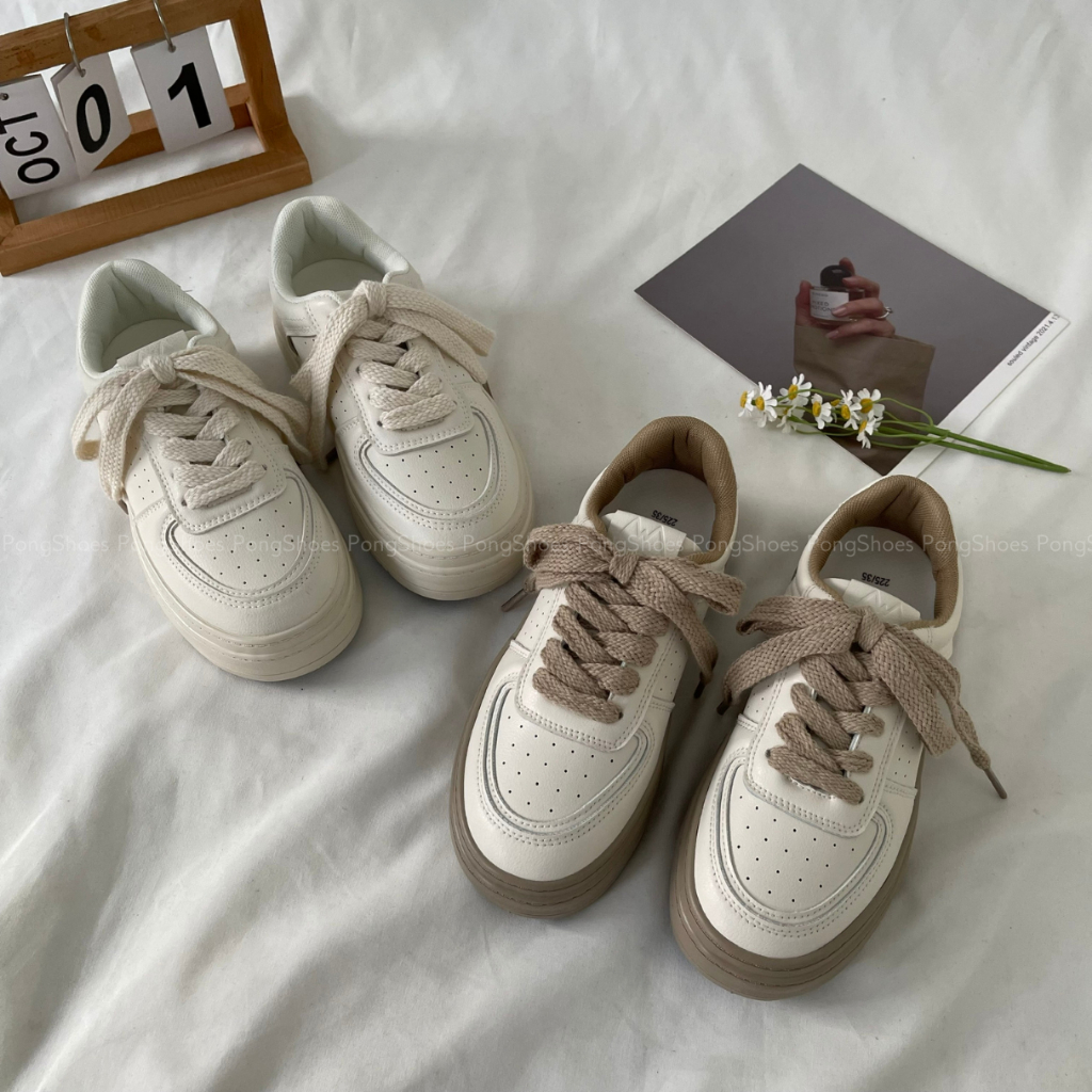 Giày Sneaker Pong Shoes Đế Trắng/ Đế Nâu- Full Box- Mã 1622