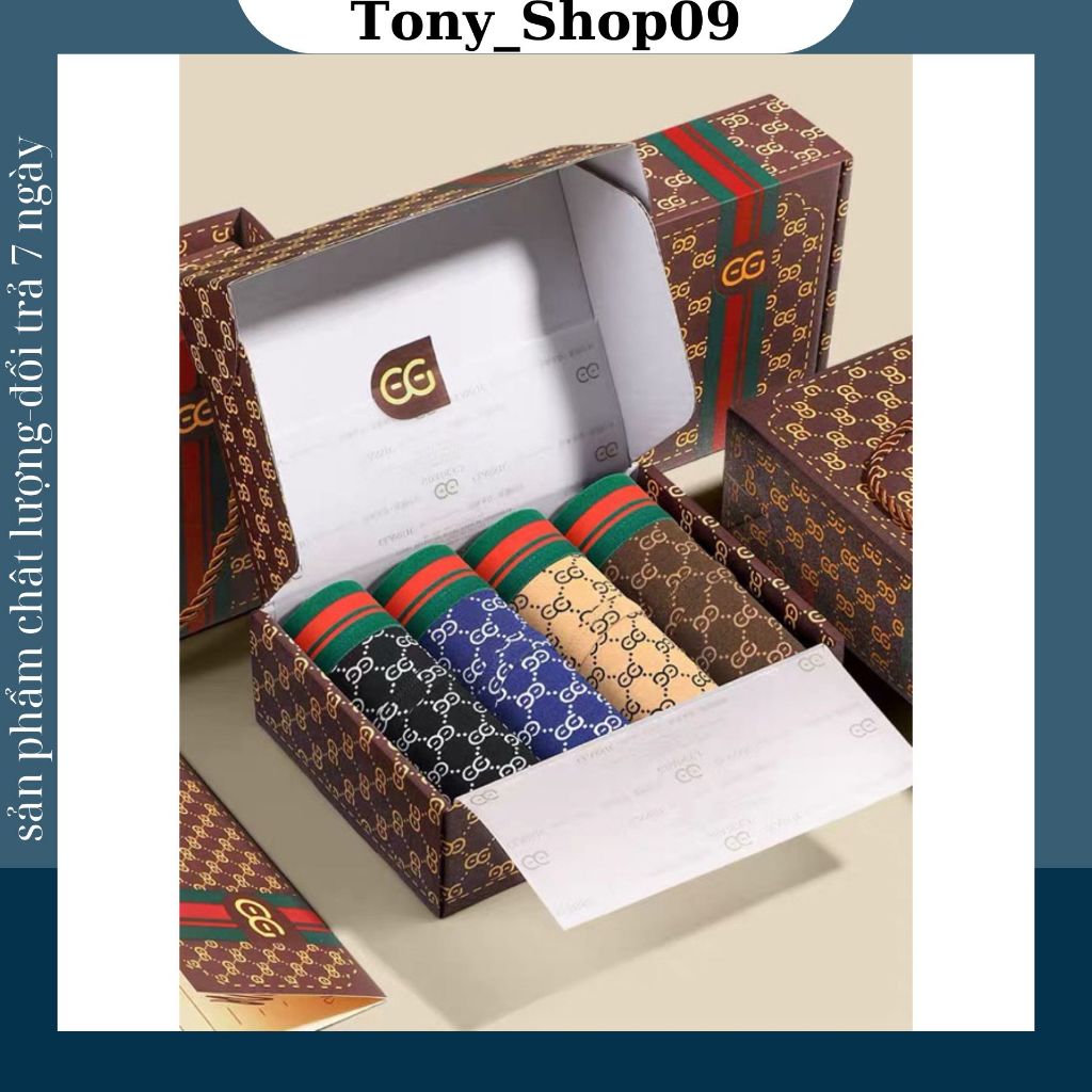 COMBO 4 Quần Sịp Nam GC Thun Lạnh Full Hộp, Sịp Đùi Nam Siêu Thoáng Khí