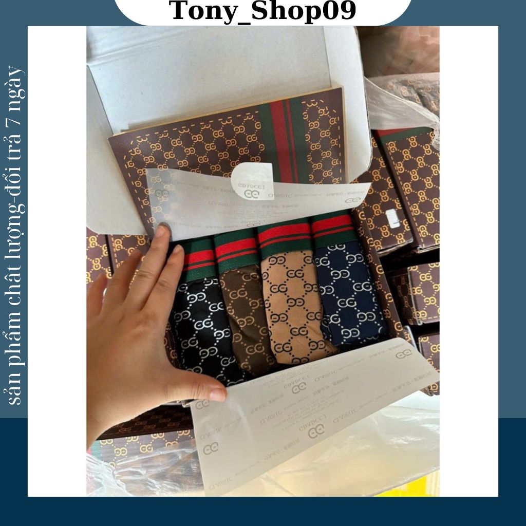 COMBO 4 Quần Sịp Nam GC Thun Lạnh Full Hộp, Sịp Đùi Nam Siêu Thoáng Khí