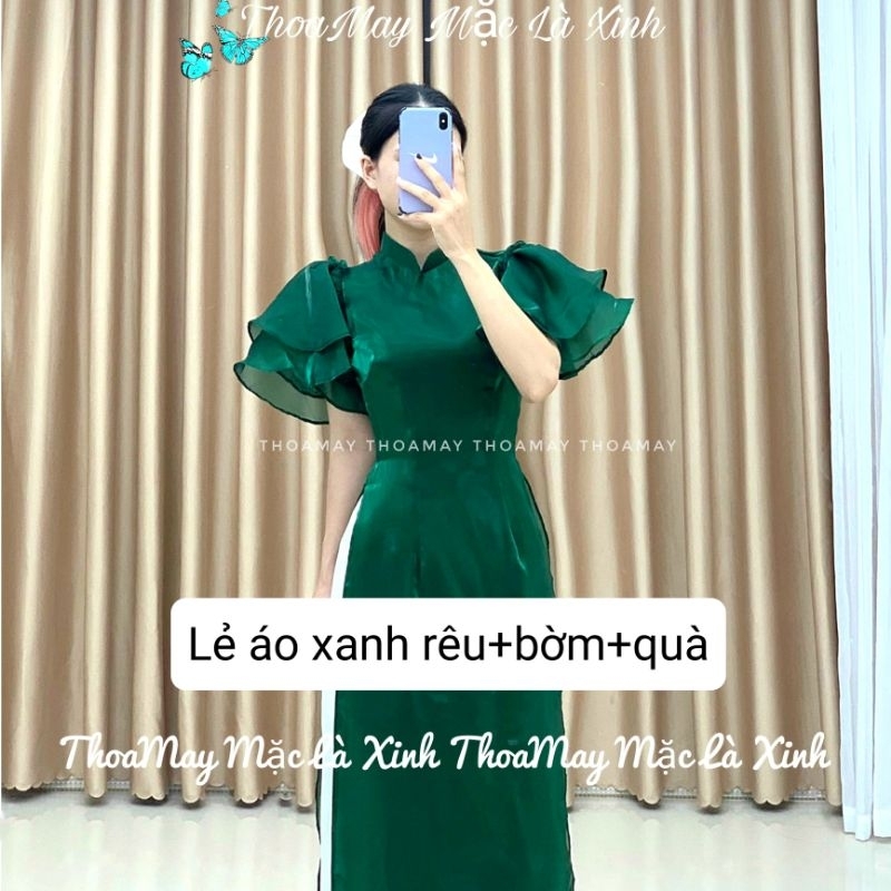 Áo dài truyền thống 4 tà tay bồng cách tiên chất liệu von tơ sống kèm quần tl8