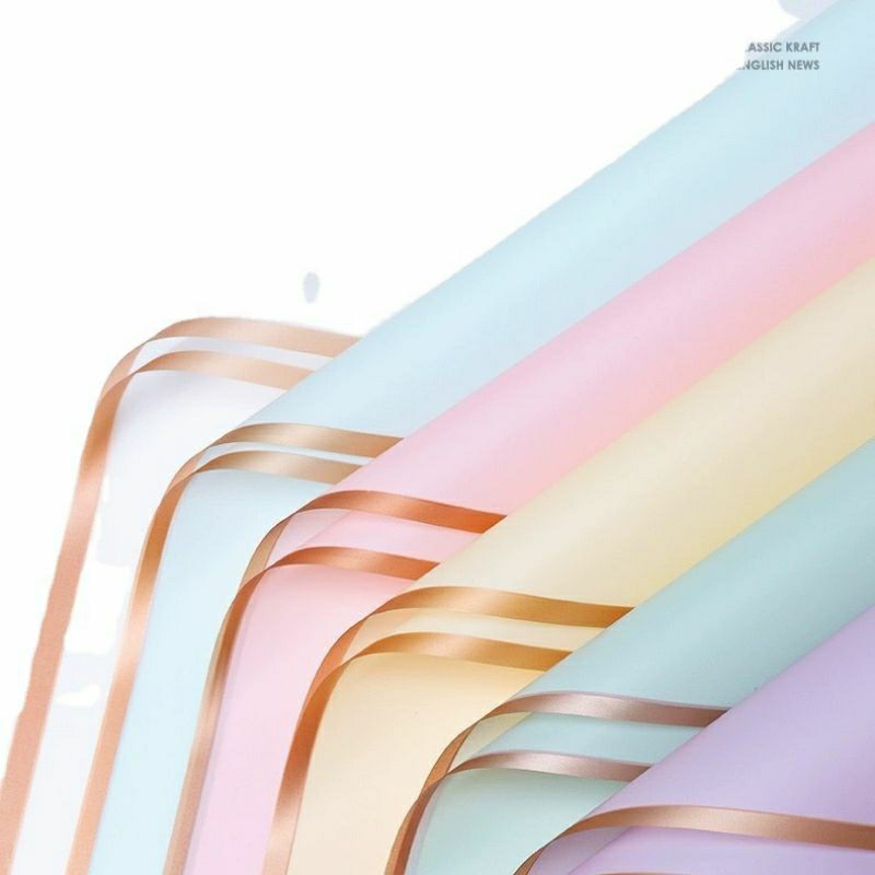 Giấy gói hoa viền đồng tập 20 tờ, giấy gói hoa trang trí