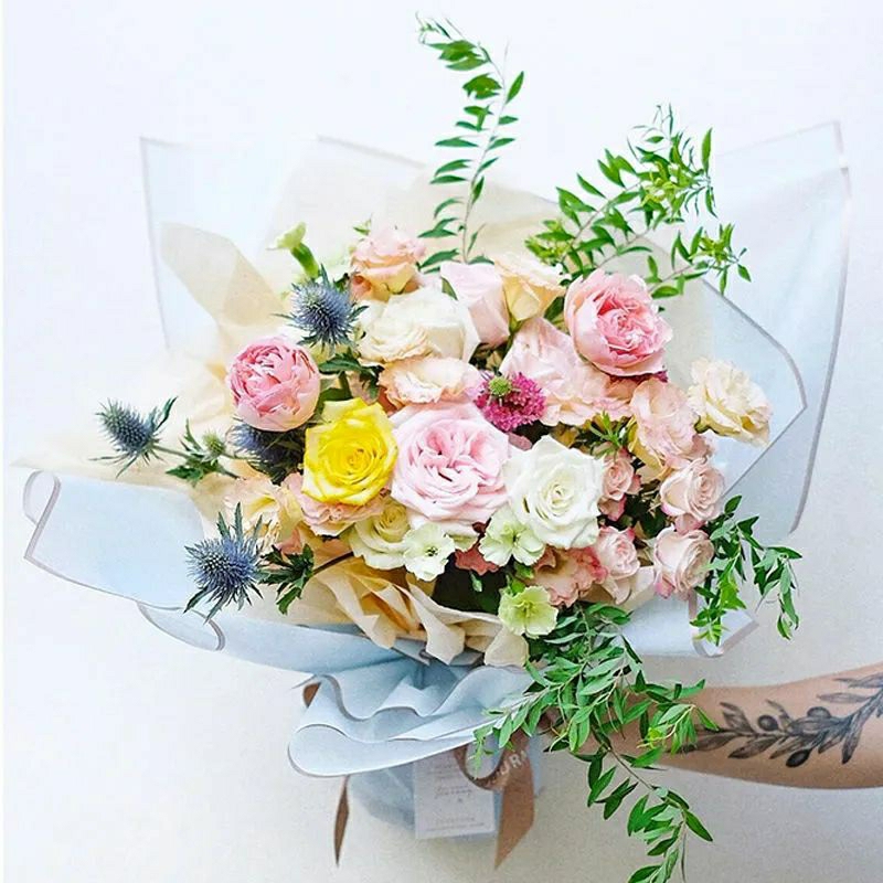 Giấy gói hoa viền đồng tập 20 tờ, giấy gói hoa trang trí