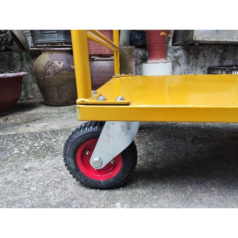 Xe đẩy hàng sàn thép tay cố định tải 600kg, bánh xe 25cm.