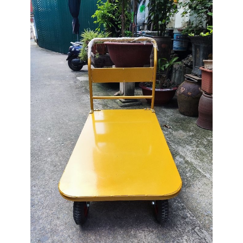 Xe đẩy hàng sàn thép tay cố định tải 600kg, bánh xe 25cm.