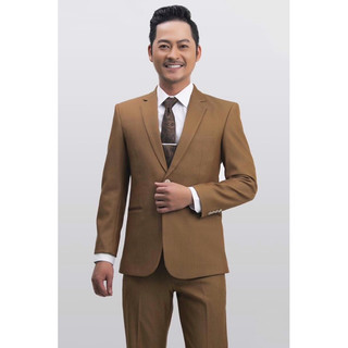 Vest trung niên cao cấp màu vàng đất, bộ vest trung niên xuất khẩu ( Tặng cà vạt )