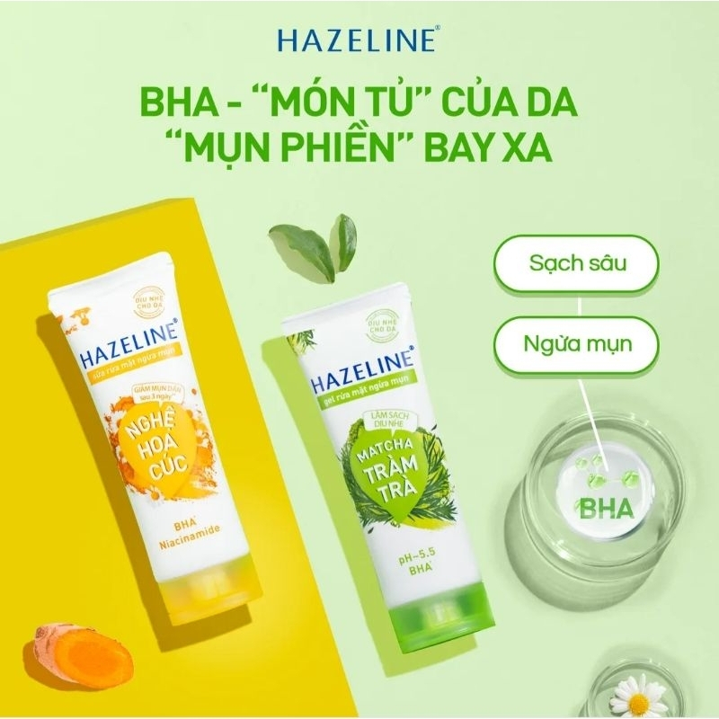 Sữa rửa mặt Hazeline matcha tràm trà ngừa mụn 15 gr - DATE 2025