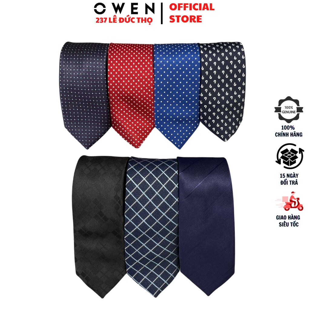 Cà vạt nam OWEN sang trọng chất liệu silk poly cao cấp thiết kế kiểu cavat bản nhỏ lịch lãm đẳng cấp quý ông