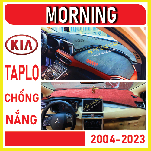 Thảm taplo xe Kia Morning 2007 đến 2023, thảm taplo morning 2007-2023 che nắng da carbon, da vân gỗ, nhung cừu