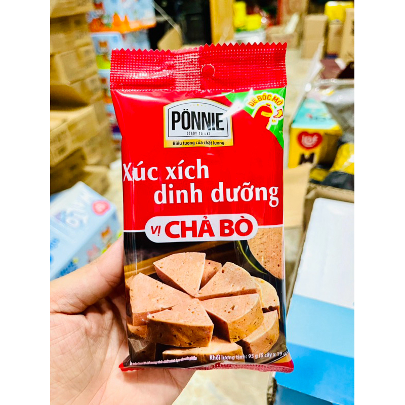 Thùng Xúc Xích Dinh Dưỡng Ponnie Thịt Heo - Chả Bò  Mẫu Mới