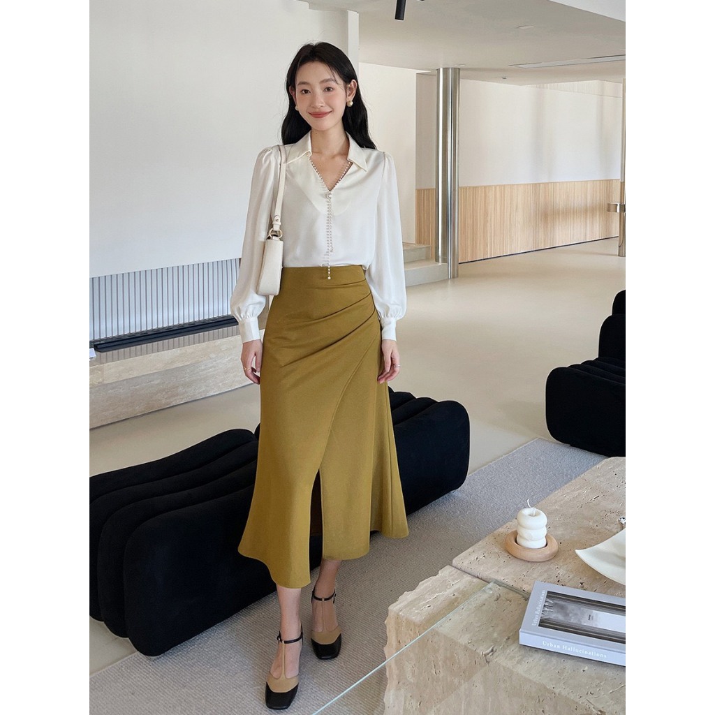 ￼Chân váy đuôi cá Nahi.vn H344 sẻ tà phía trước xu hướng thời trang công sở 2023