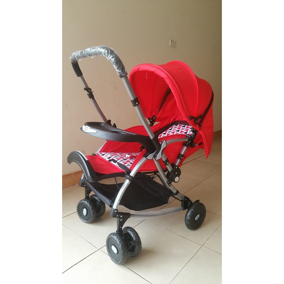 Xe đẩy cho bé 2 chiều gấp gọn Baobaohao 720W Màu Đỏ có bập bênh cho bé - Hàng chính hãng baobaohao