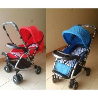 Xe đẩy cho bé 2 chiều gấp gọn Baobaohao 720W Màu Đỏ có bập bênh cho bé - Hàng chính hãng baobaohao