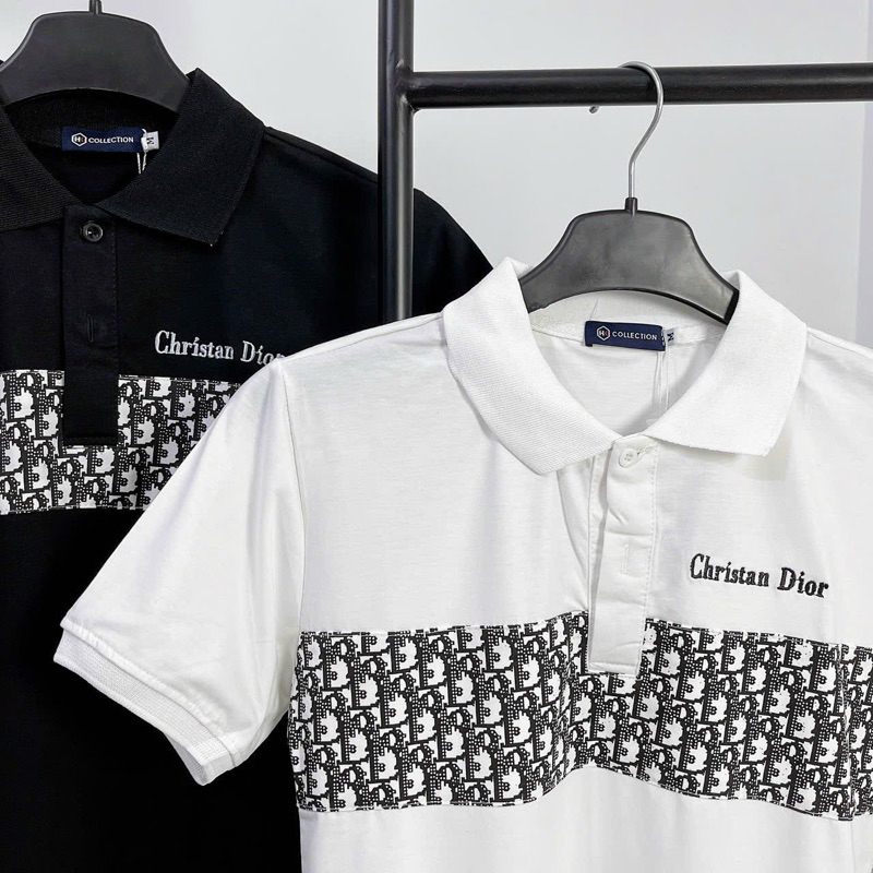 Áo Thun Cổ Bẻ Thêu chữ phối hoạ tiết PLTN