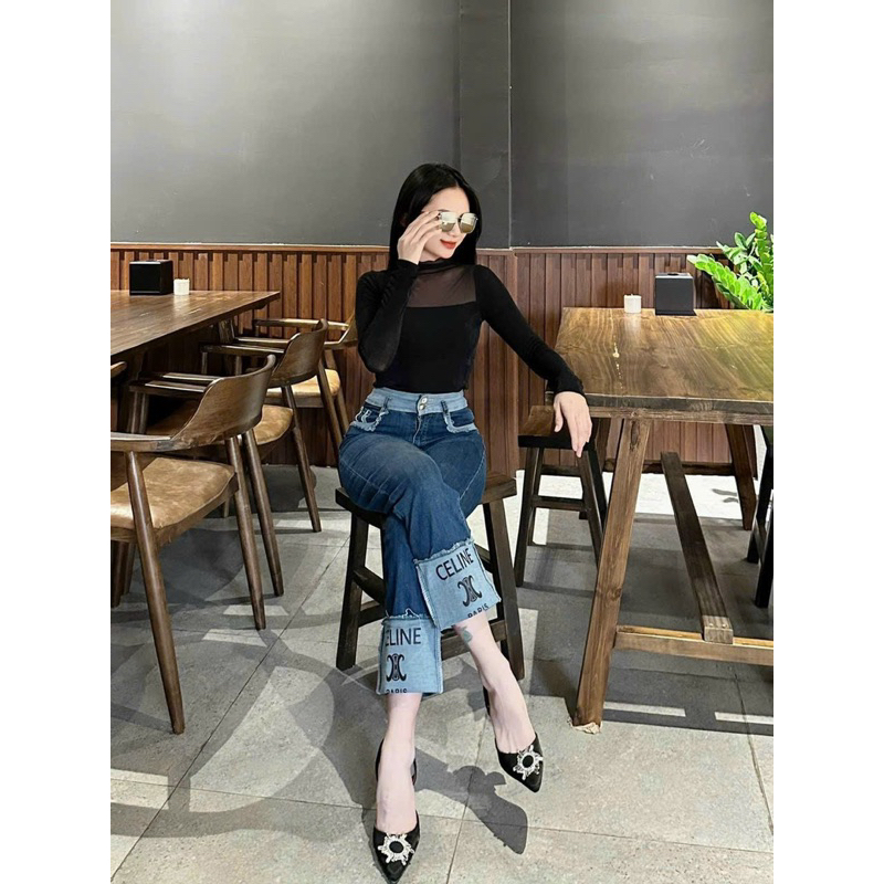 Áo loang màu lưới dài tay, Áo thun dài tay phối lưới, cổ voan thân trơn, màu đen tương phản