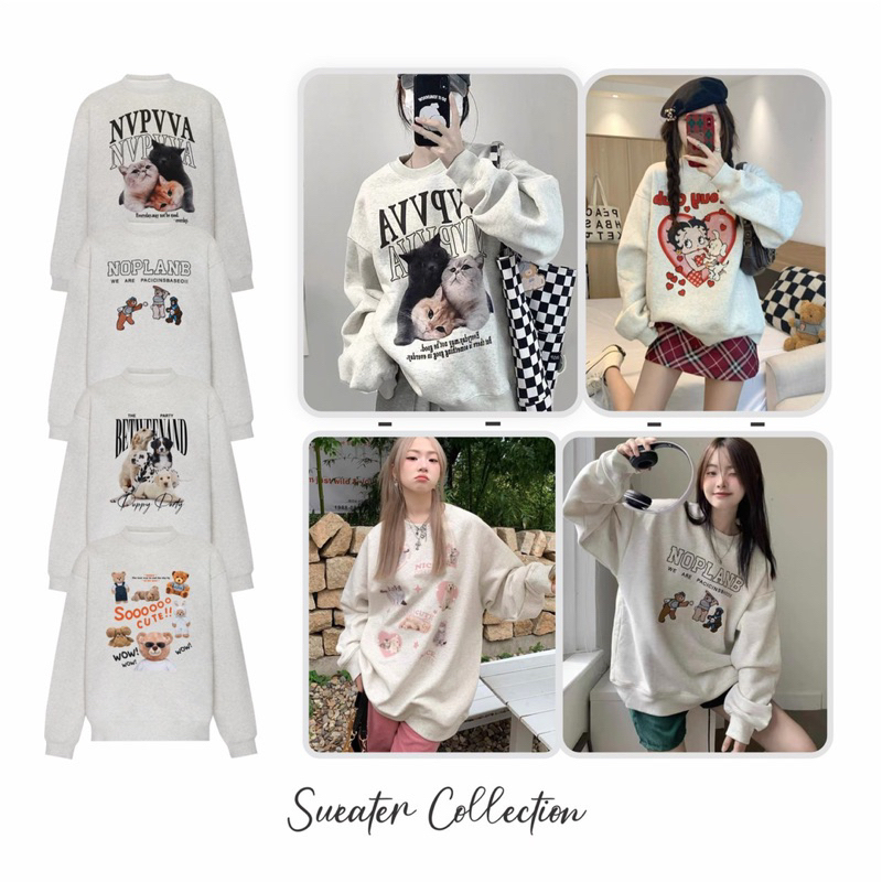 Áo Sweater Nam Nữ Nỉ Bông Form Rộng Unisex Dáng Oversize Xám Tiêu In Hình Nhiều Mẫu