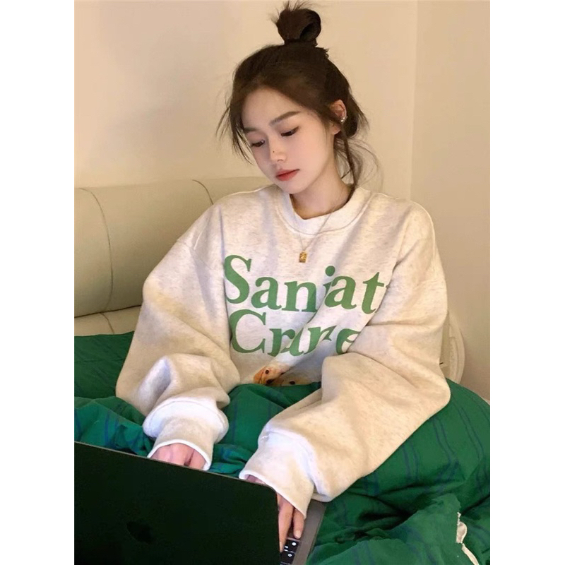 Áo Sweater Nam Nữ Nỉ Bông Form Rộng Unisex Dáng Oversize Xám Tiêu In Hình Nhiều Mẫu